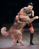 Lyubov Timokhina with a dog