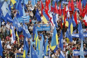 Participants of the anti-fascist meeting