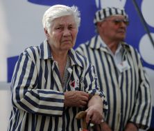 Participant of the anti-fascist mass meeting