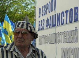 Participant of the anti-fascist mass meeting