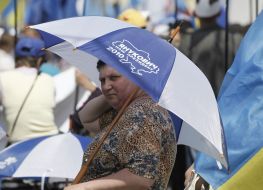 Participant of anti-fascist march