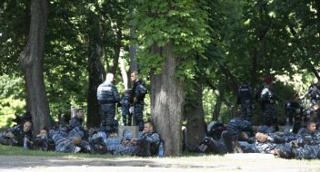 The fighters of the special division “Berkut”