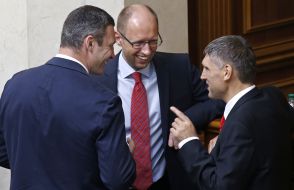Vitaliy Klichko, Arseniy Yatsenyuk and Yuriy Miroshnichenko