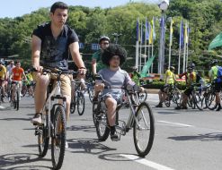 Participants of paradu "bicycle day"