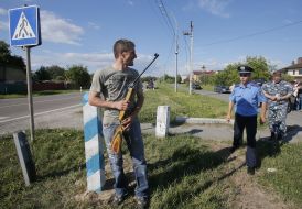Sergey Melnichenko near the border pillar