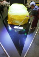 The cleaning lady washing the floor