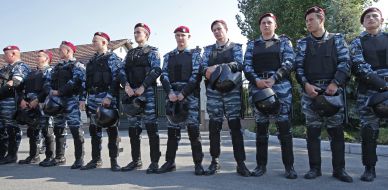 Soldiers of special division of militia "Berkut"