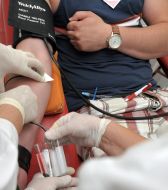 The donor gives blood