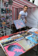 A man sells musical records