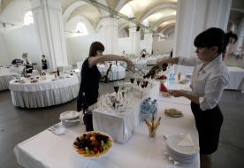 Preparation to the reception on occasion of Day of Russia 