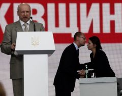 Arseniy Yatsenyuk, Evgeniya Timoshenko and Aleksandr Turchinov