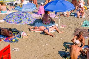 Holidaymakers on the beach