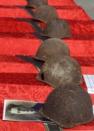 The coffins with the remains of dead soldiers