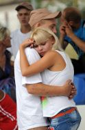 Pupil of colony for juvenile delinquents hugs relatives