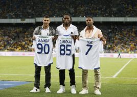 Younes Belhanda,  Dieumerci Mbokani and Jeremain Lens