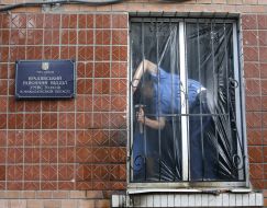 The police officers glued window film