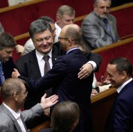 Arseniy Yatsenyuk, Petr Poroshenko and Nikolay Martynenko