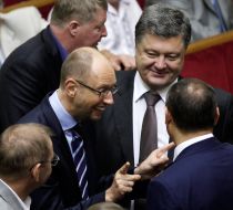 Arseniy Yatsenyuk, Petr Poroshenko, Sergey Pashynskiy and Nikolay Martynenko