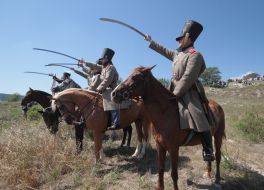 Reenacting battle of the Crimean War of 1853-1856