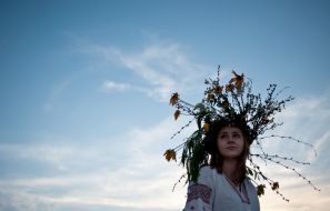 The girl in a wreath