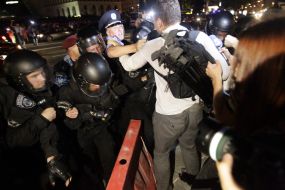 Soldiers of Special Forces "Berkut" detain protesters