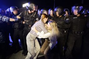 Soldiers of Special Forces "Berkut" detain protesters