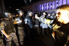 Soldiers of Special Forces "Berkut" detain protesters