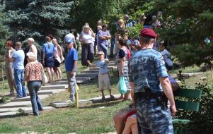 Evacuated residents of an apartment house