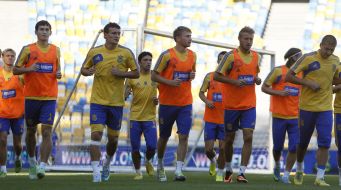 Players of the national team of Ukraine on football