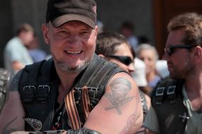 Members of the Russian motoclub "Nightly wolves"