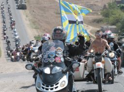 Members of the Russian motoclub "Nightly wolves"