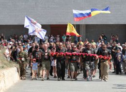 Members of the Russian motoclub "Nightly wolves"