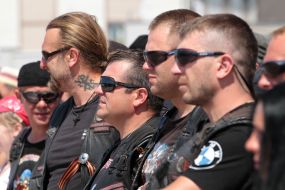 Members of the Russian motoclub "Nightly wolves"