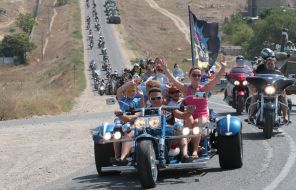 Members of the Russian motoclub "Nightly wolves"