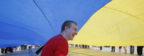 The enormous flag of Ukraine