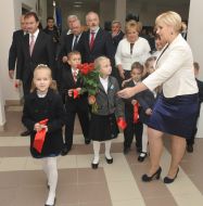 First graders come to school