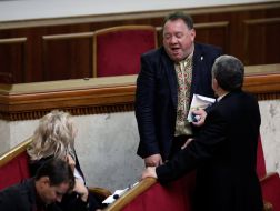 Bogdan Benyuk and Irina Farion