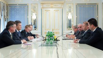 Joseph Muscat, Viktor Yanukovich and Leonid Kozhara