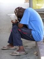 The man begs alms