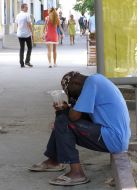 The man begs alms