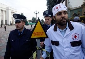 Participant of the action satirical Democratic Party of Ukraine