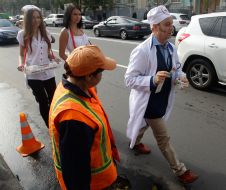 Participants of the action satirical Democratic Party of Ukraine