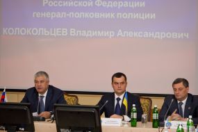 Vladimir Kolokoltsev, Vitaliy Zakharchenko and Eduard Matviychuk