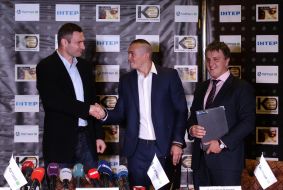 Vitali Klitschko, Aleksandr Usik and Aleksandr  Krasiuk