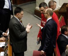 Vitaliy Klichko, Arseniy Yatsenyuk and Oleg Tyagnibok