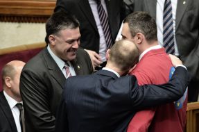 Vitaliy Klichko, Arseniy Yatsenyuk and Oleg Tyagnibok