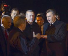 Viktor Yanukovich, Dmitriy Kiva and Recep Tayyip Erdogan