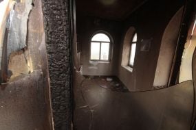 Последствия пожара в мечети