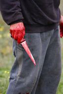 A man holding a bloody knife