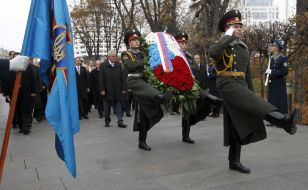 Participants of ceremony of laying-on of flowers